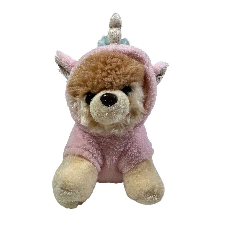 GUND Dog Plush Itty Bitty BOO Pink Pomeranian Unicorn Hoodie Stuffed Animal Toy